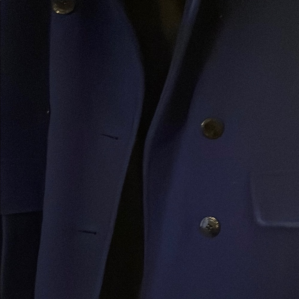 Calvin Klein Blue Pea Coat with Tailored Silhouette - Picture 2 of 4